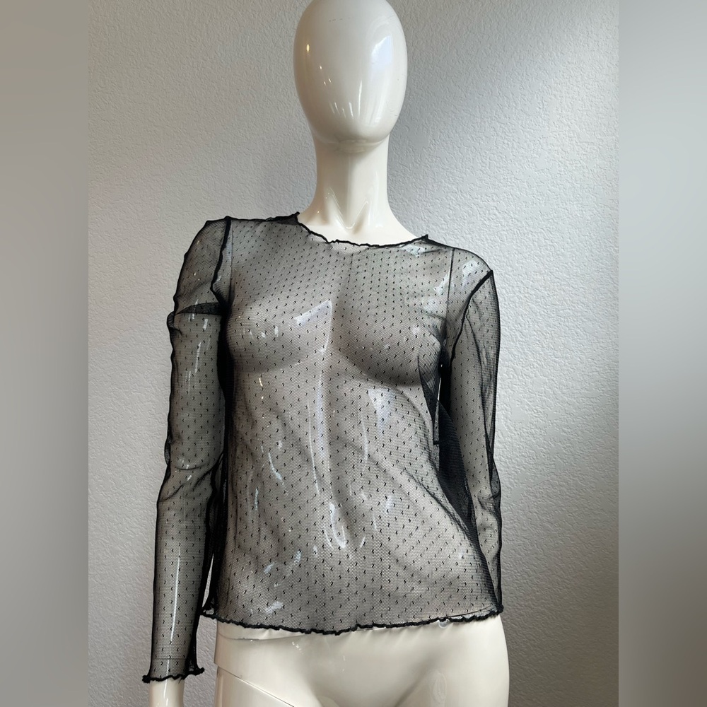 Zara Black Sheer Long Sleeve Blouse
